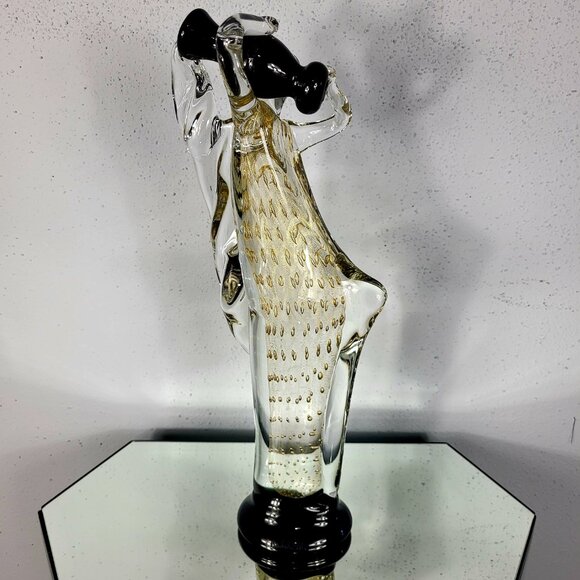 MURANO~VINTAGE 14" SIGNED MARIO BADIOLI BLACK GOLD GLASS FIGURINE SCULPTURE - Picture 11 of 16